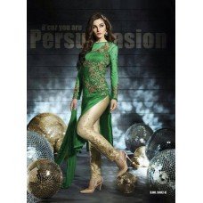 D5002-D GREEN AND GOLD DREAMZ PARTY WEAR DRESS